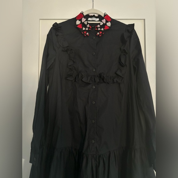 Vivetta Dress Black Ruffle with Lace Collar - Picture 4 of 8